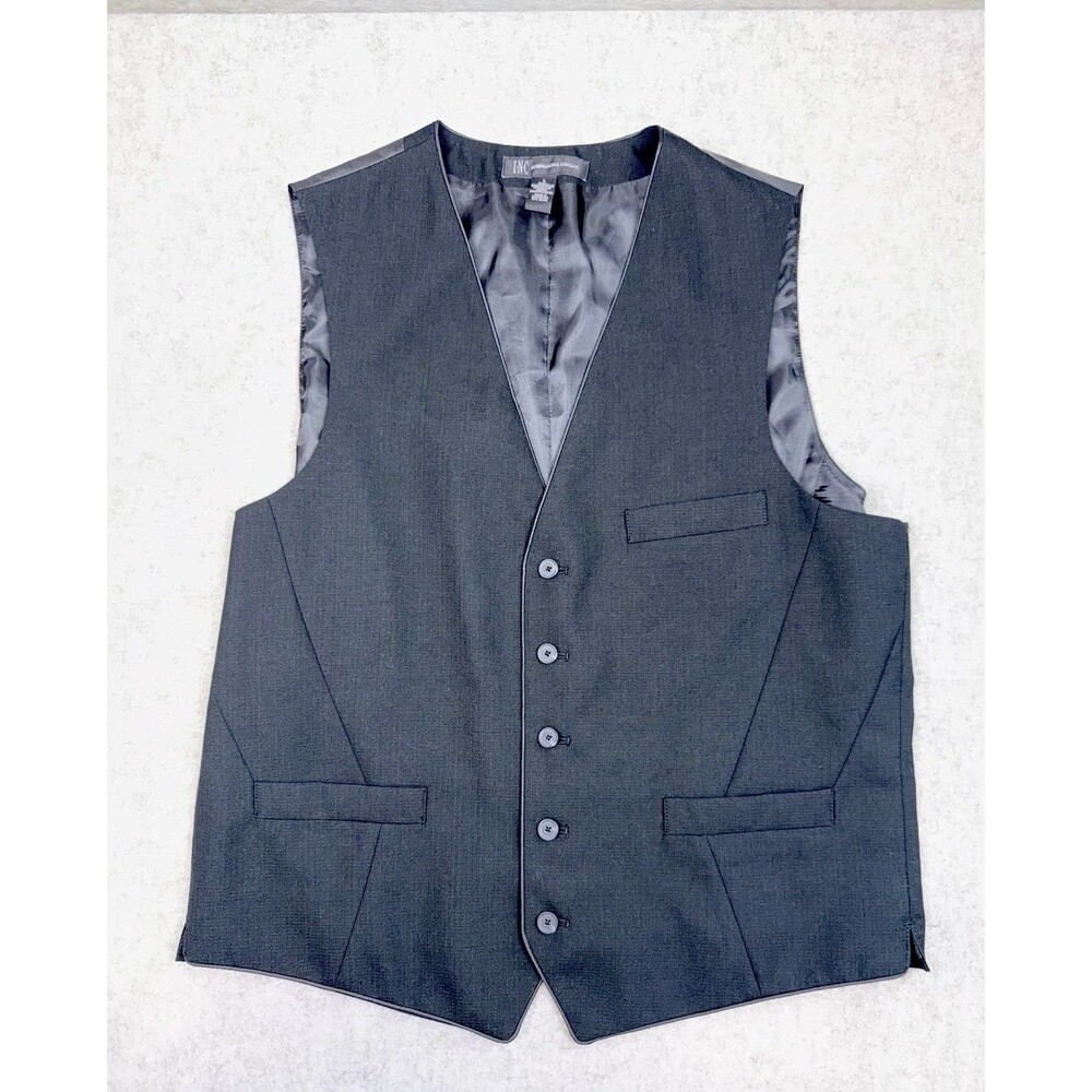 International Concepts INC Men’s Black Suit Tux Vest Formal Size L